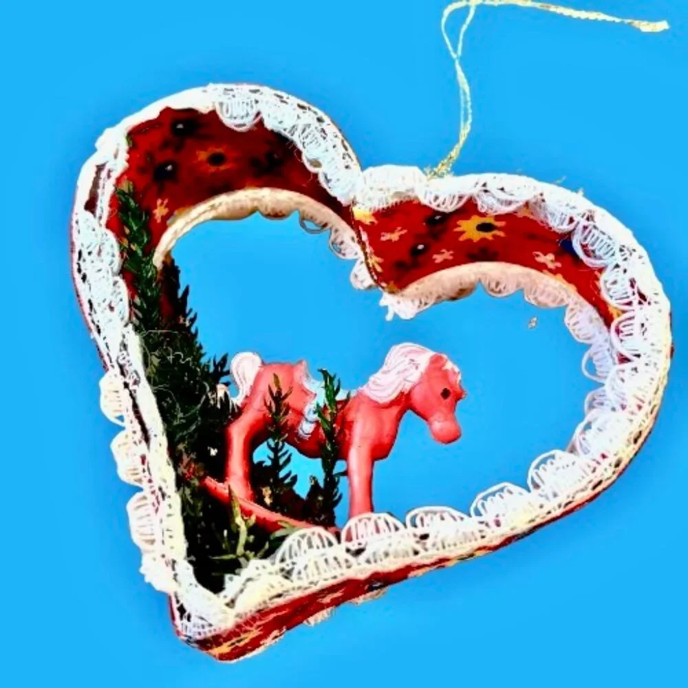 Vintage Cookie Cutter Christmas Ornament Handmade Heart Hobby Horse Flowers